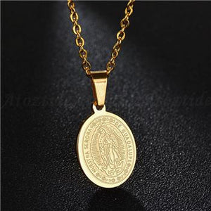 Virgin Guadalupe Oval Coin Necklace Pendant - K World Bizarre