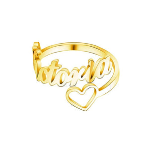 Customized Name Hollow Heart Ring - K World Bizarre