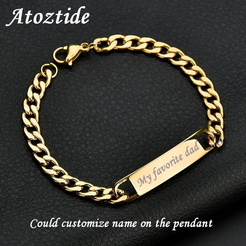 Customized Words Bar Chain Bracelet Men - K World Bizarre