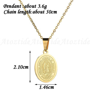 Virgin Guadalupe Oval Coin Necklace Pendant - K World Bizarre