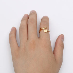 Customized Name Solid Heart Ring - K World Bizarre