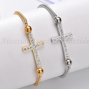 Charm 1 Row Round Cross Crystal Bracelet - K World Bizarre