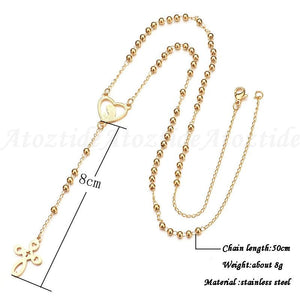 Gold Cross Rosary Necklace - K World Bizarre