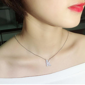 High Quality Zirconia Crystal Initial Letter Necklace - K World Bizarre