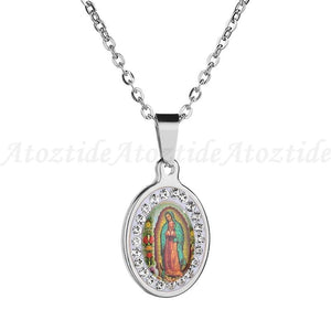 Prayer Virgin Mary Classic Our Lady of Guadalupe Medal Coin Necklace Amulet - K World Bizarre