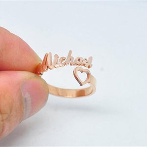 Customized Name Hollow Heart Ring - K World Bizarre