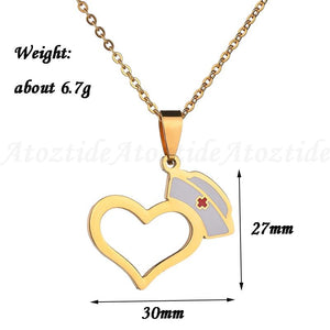 Hollow Heart Nurse Hat Pendant Necklace - K World Bizarre