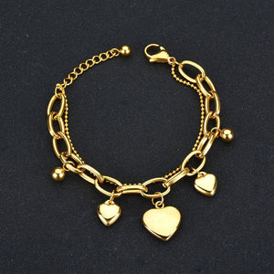 Charm Double Layers 3 Heart Bracelet - K World Bizarre