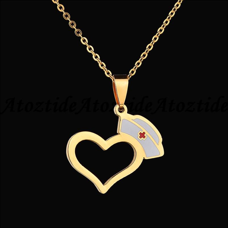 Hollow Heart Nurse Hat Pendant Necklace - K World Bizarre