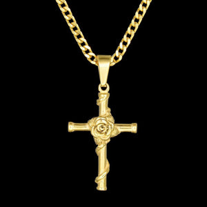 Vintage Rose Cross Necklace Pendant - K World Bizarre