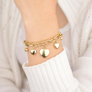 Charm Double Layers 3 Heart Bracelet - K World Bizarre