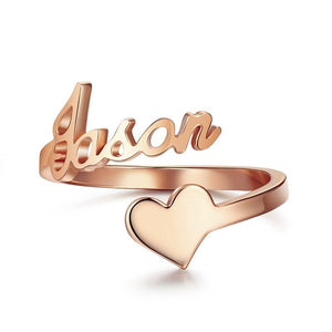 Customized Name Solid Heart Ring - K World Bizarre